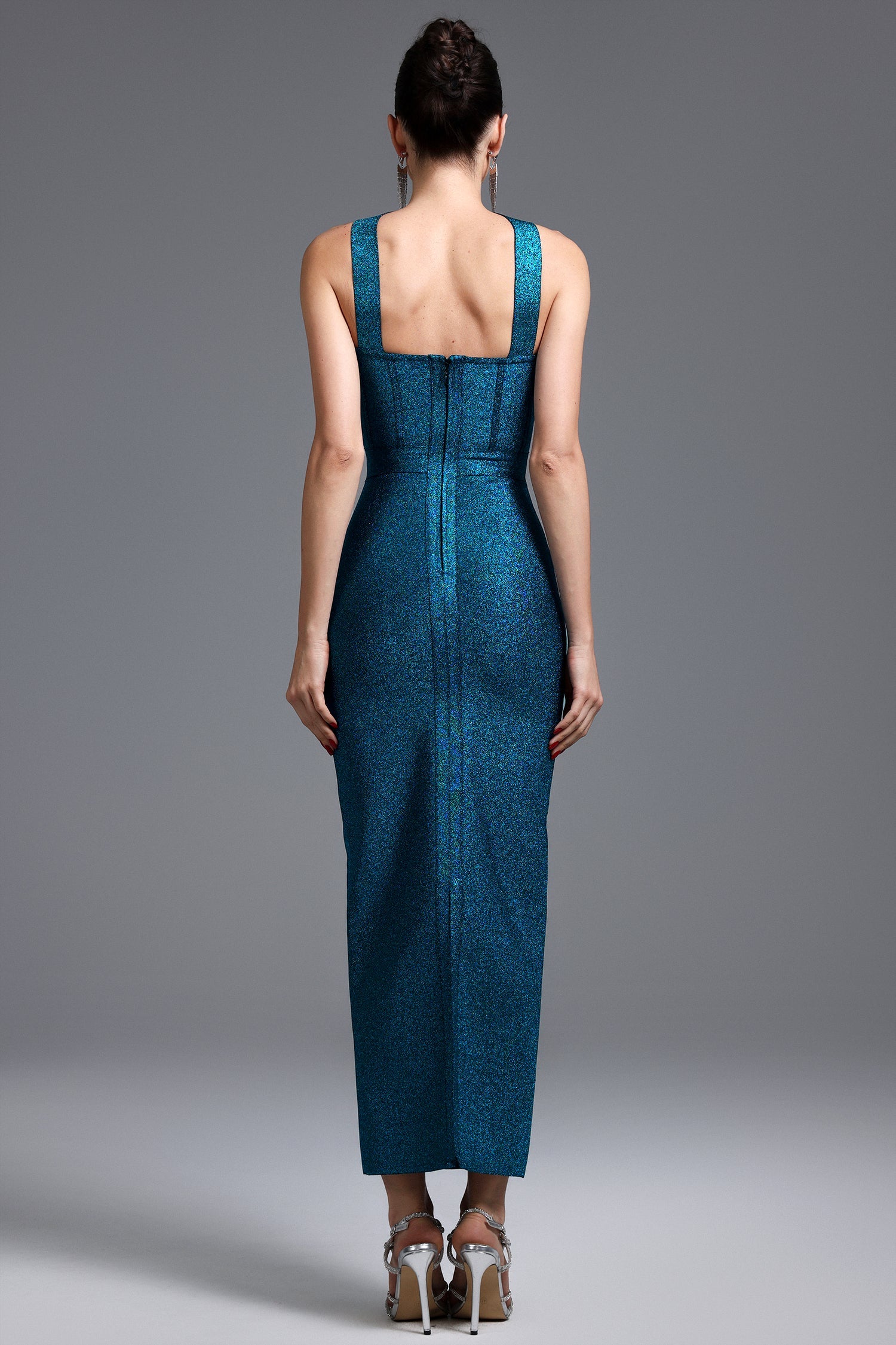 Hutuny Classic Contour Sleeveless Bandage Midi Dress D251005303