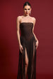 Valentina Strapless Brown Fringe Dress by Bella Barnett
