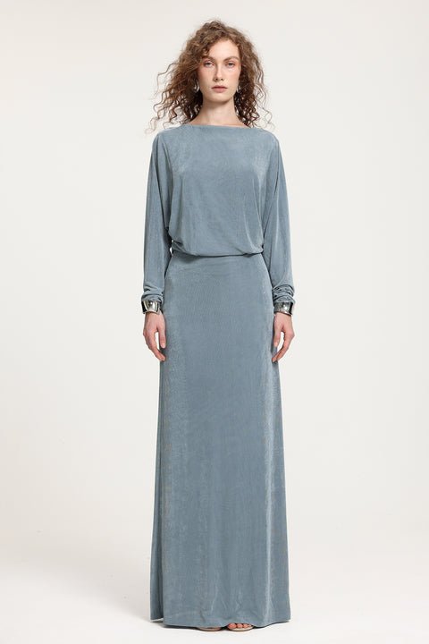 Boat Neck Dolman Sleeve Open-Back Maxi Dress by Skye&Iris