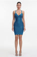 Maryam Metallic Blue Cocktail Dress by Bella Barnett