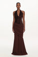 Theodora Chic Contour V Neck Halter Ruched Sequin Maxi Dress by Bella Barnett