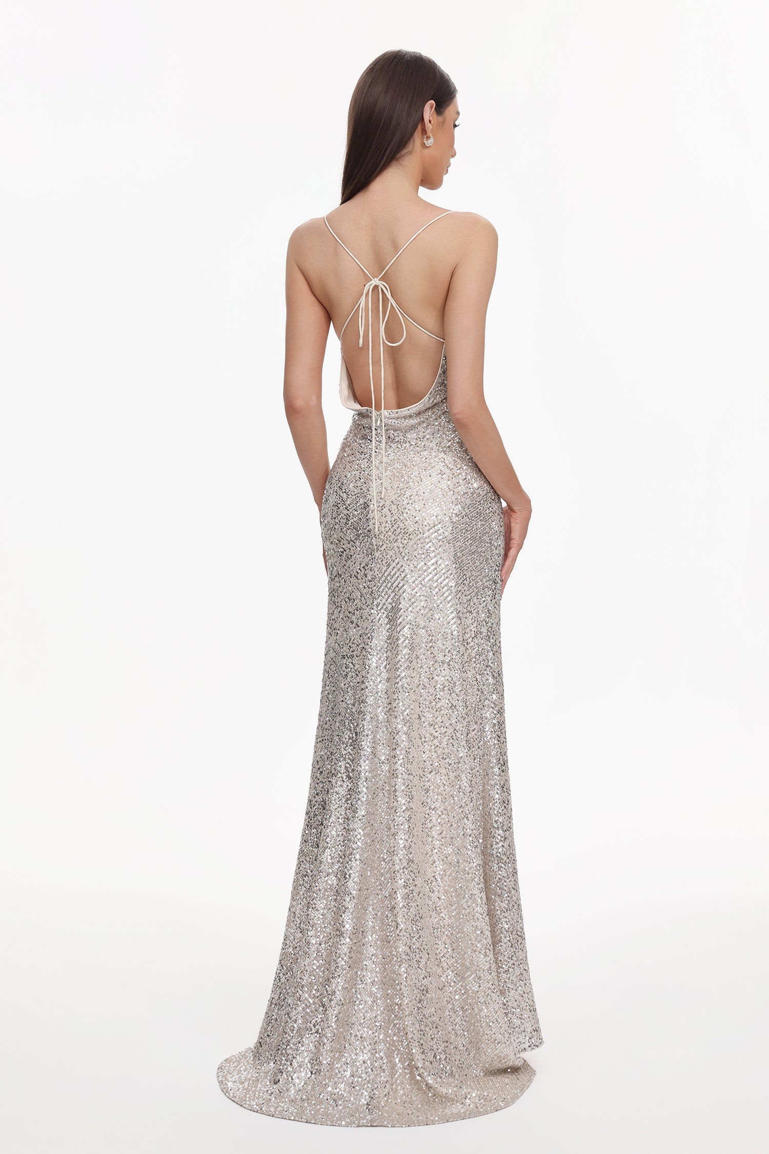 Fagra Glamorous Contour Sleeveless High Slit Sequin Maxi Dress D251204304