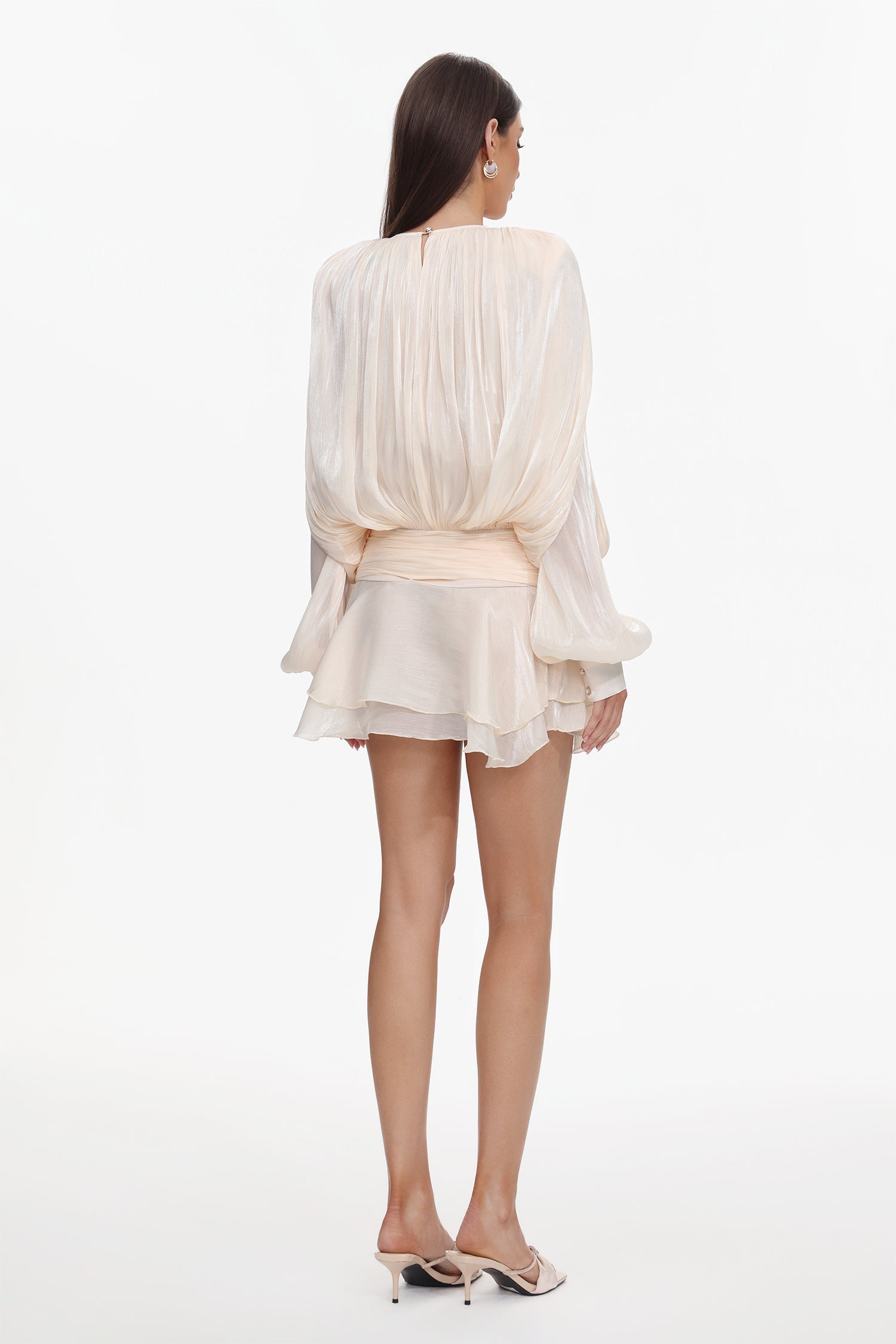 Dekia Long Sleeve Hollow Out Flounce Mini Dress D241201554