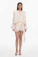 Dekia Long Sleeve Hollow Out Flounce Mini Dress by Bella Barnett