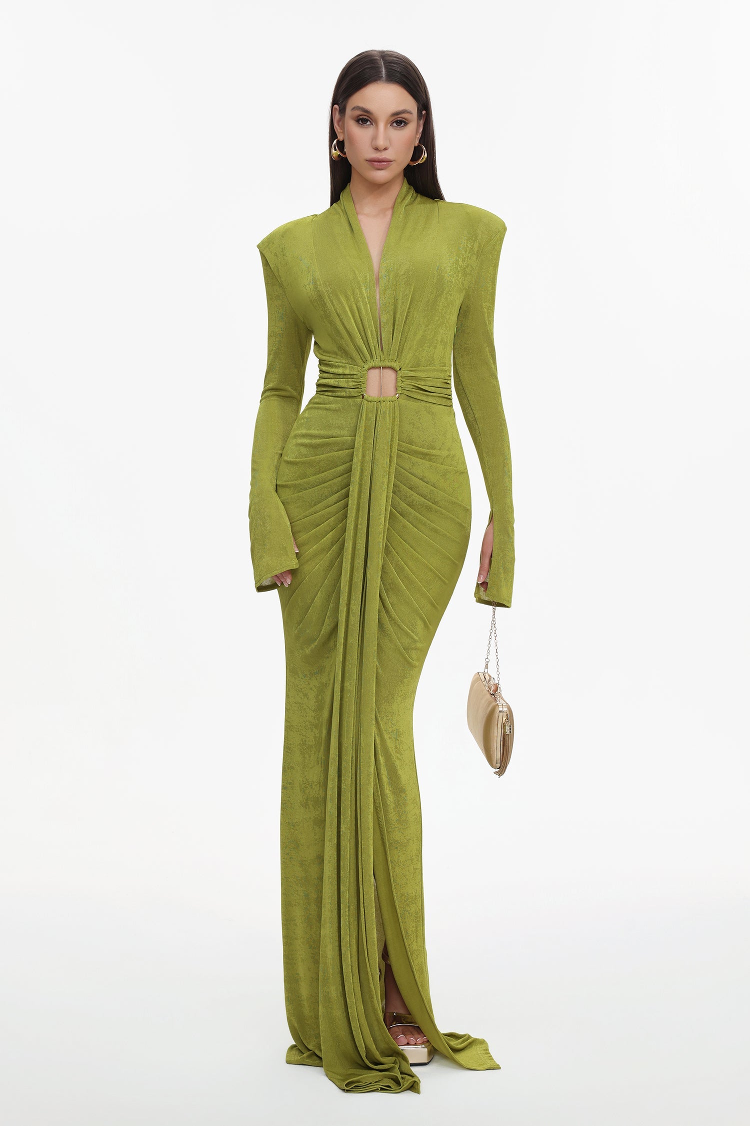 Naomi V-neck Long Sleeves Maxi Dress D241001464