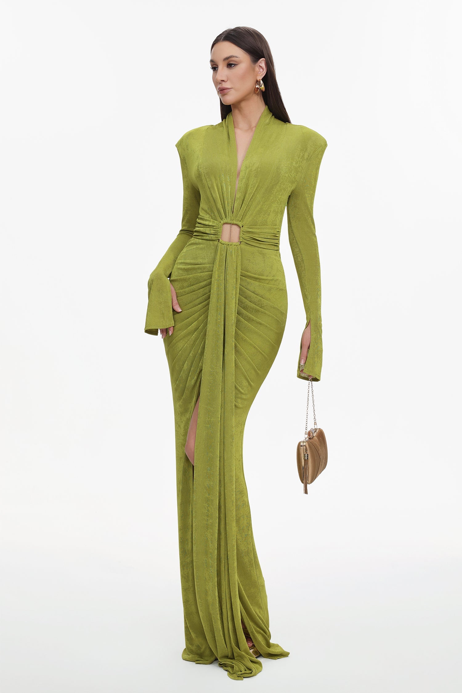 Naomi V-neck Long Sleeves Maxi Dress D241001464