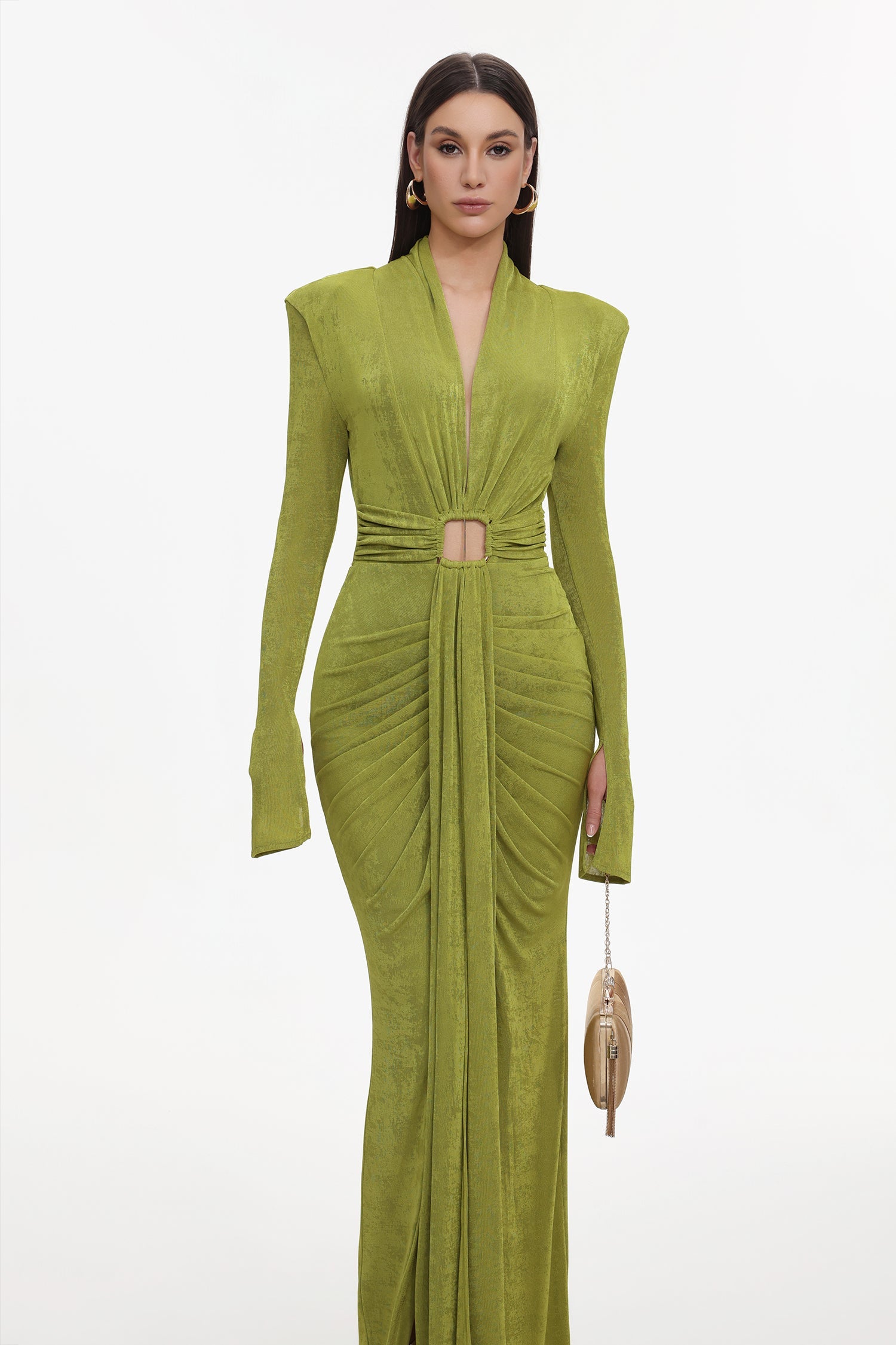 Naomi V-neck Long Sleeves Maxi Dress D241001464