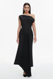 Juny Oblique Shoulder Sleeveless Folds Midi Dress by Bella Barnett