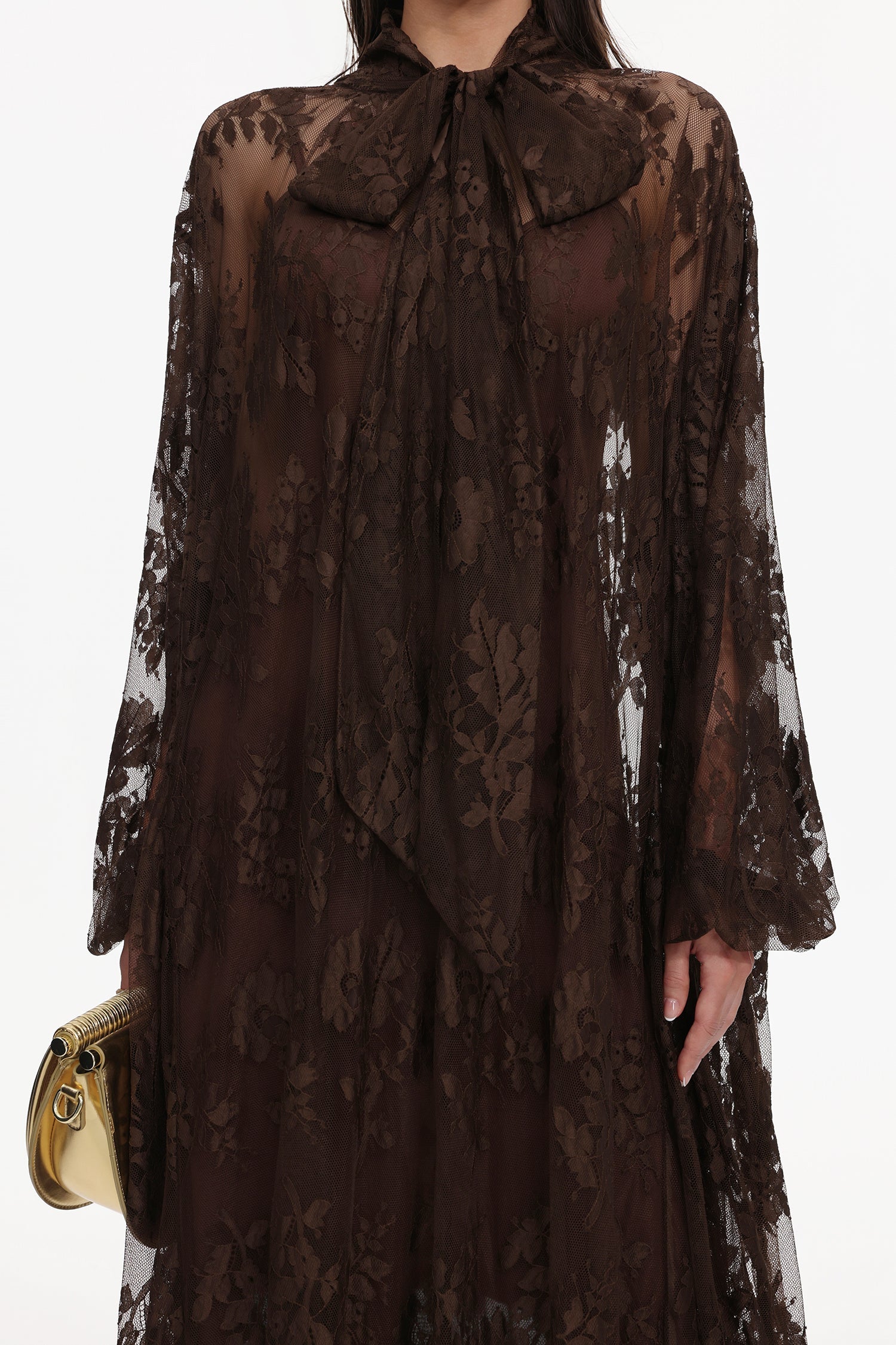 Deliyn Resort Flowy Long Sleeve Embroidered Mesh Lace Maxi Dress C251000037