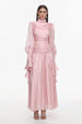 Viky Resort Waist-Defining Long Sleeve Ruched Woven Maxi Dress by Bella Barnett