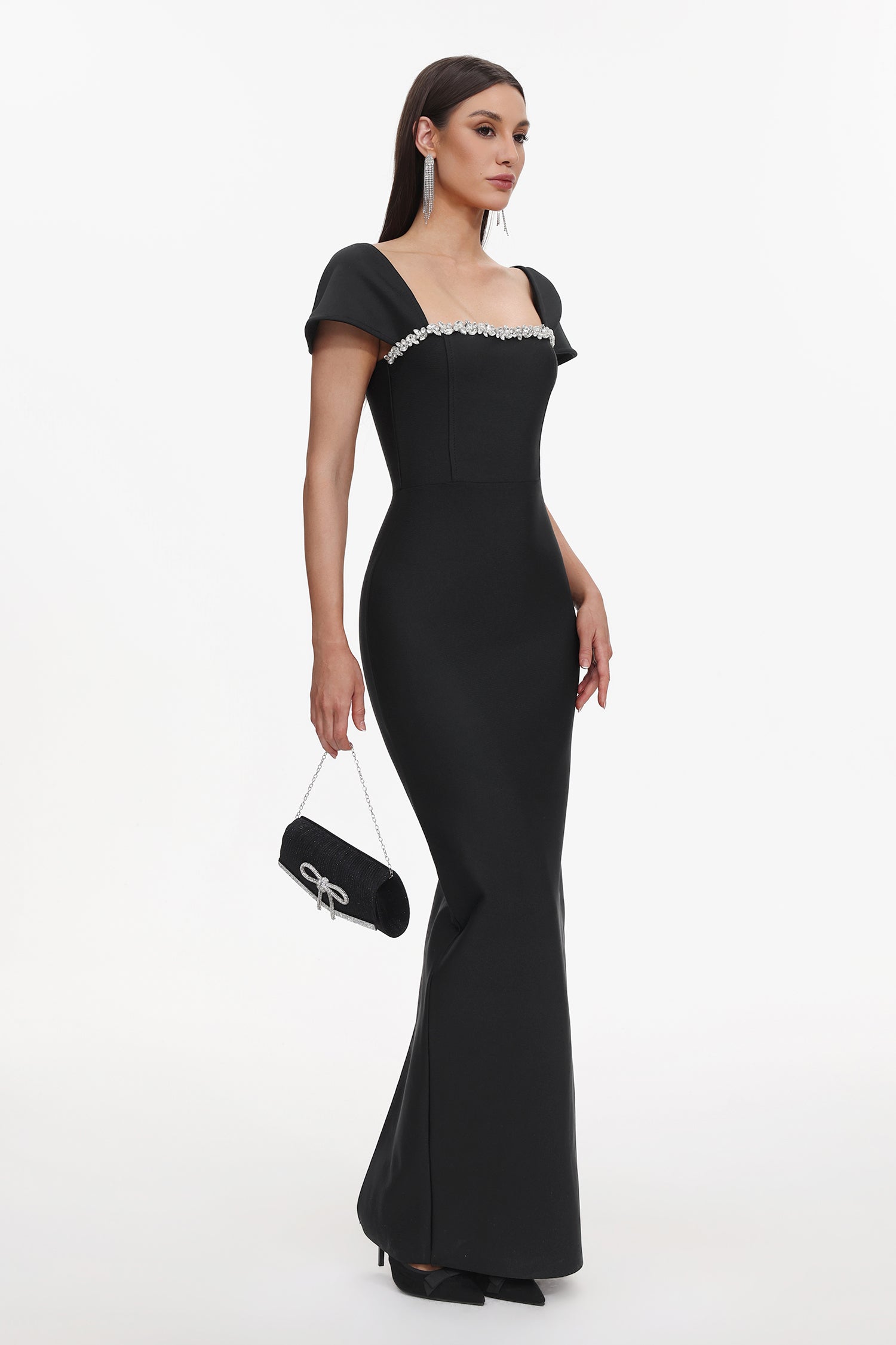 Romelle Short Sleeve Diamond Bandage Maxi Dress D250401435