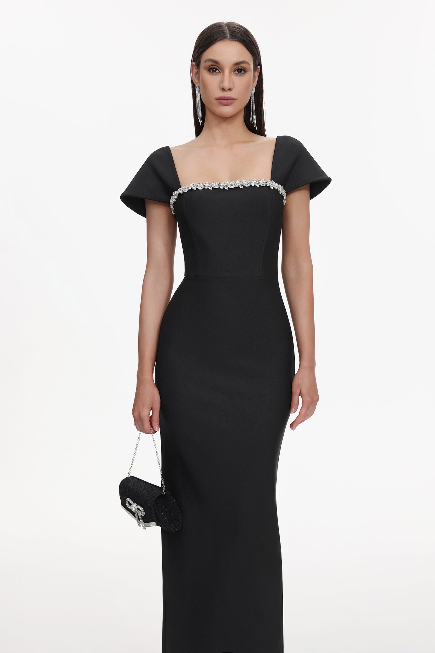 Romelle Short Sleeve Diamond Bandage Maxi Dress D250401435