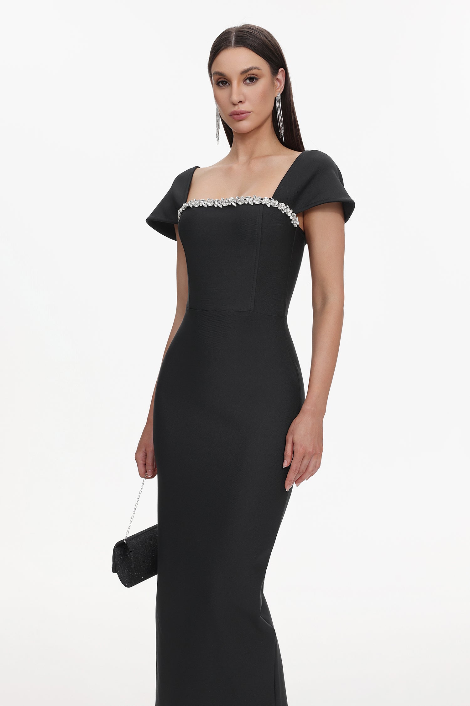 Romelle Short Sleeve Diamond Bandage Maxi Dress D250401435