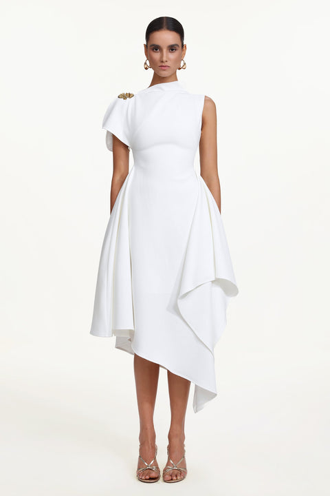 Weren Elegant Contour High Neck Asymmetric Maxi Dress by Bella Barnett