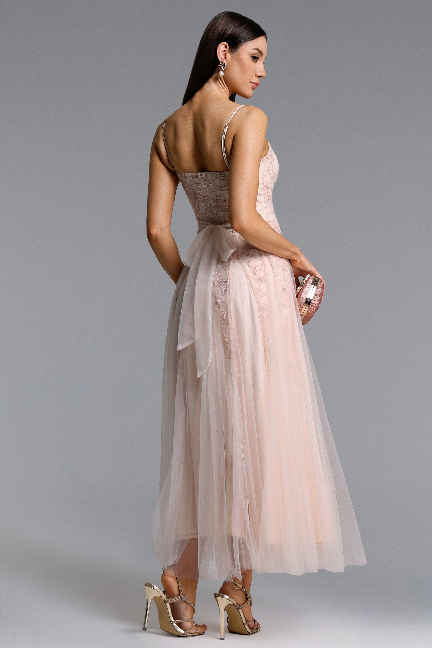 Kamo Romantic Flowy Sleeveless Floral Tulle Maxi Dress D251201507