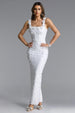 Shea Elegant Contour Square Neck Floral Pearl Bandage Maxi Dress by Bella Barnett