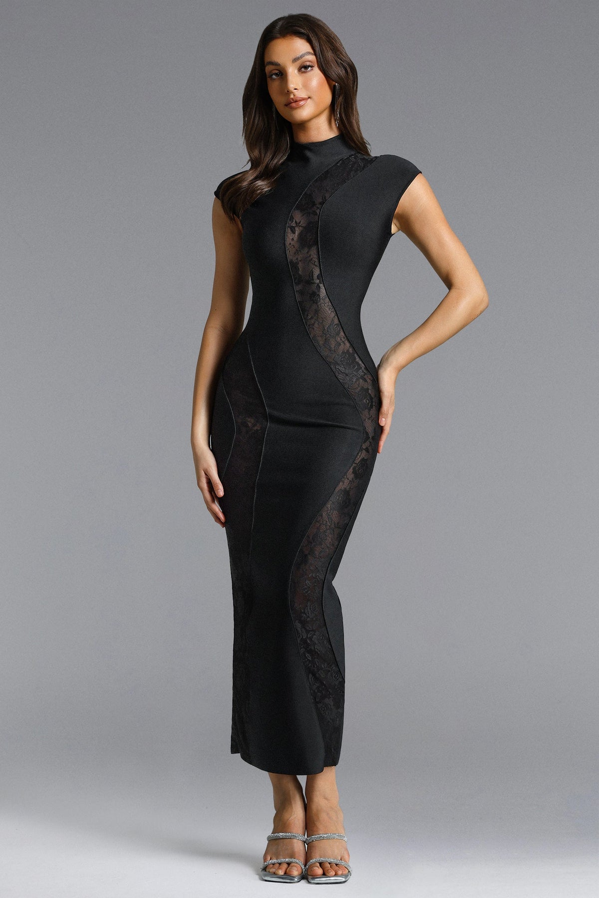 Rotte Sexy Contour Sleeveless Lace Bandage Maxi Dress D260301533