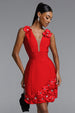 Juyce Romantic Contour Deep V Floral Bandage Mini Dress by Bella Barnett