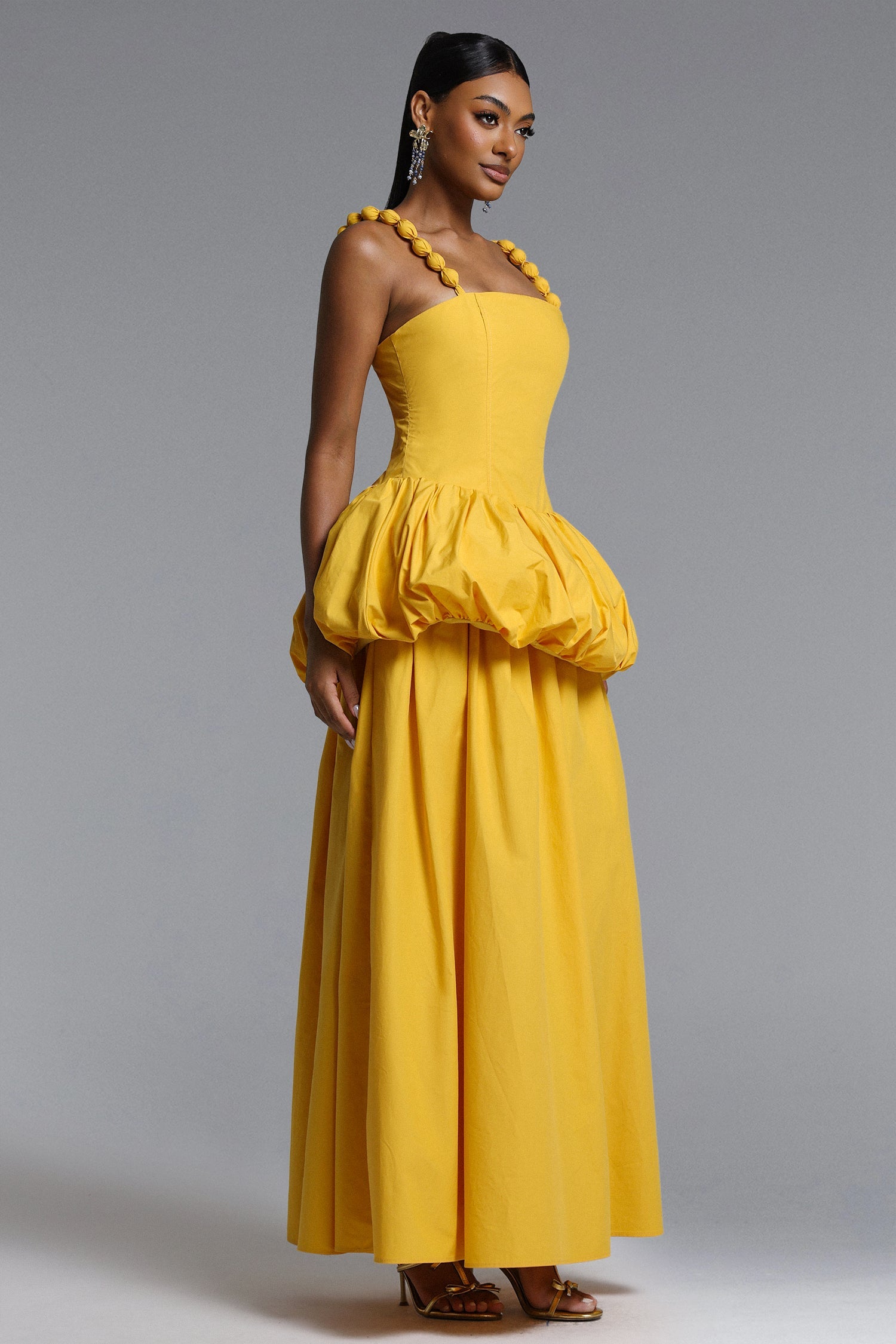 Sierra Classic Tailored Square Neck Puff Maxi Dress D260301604