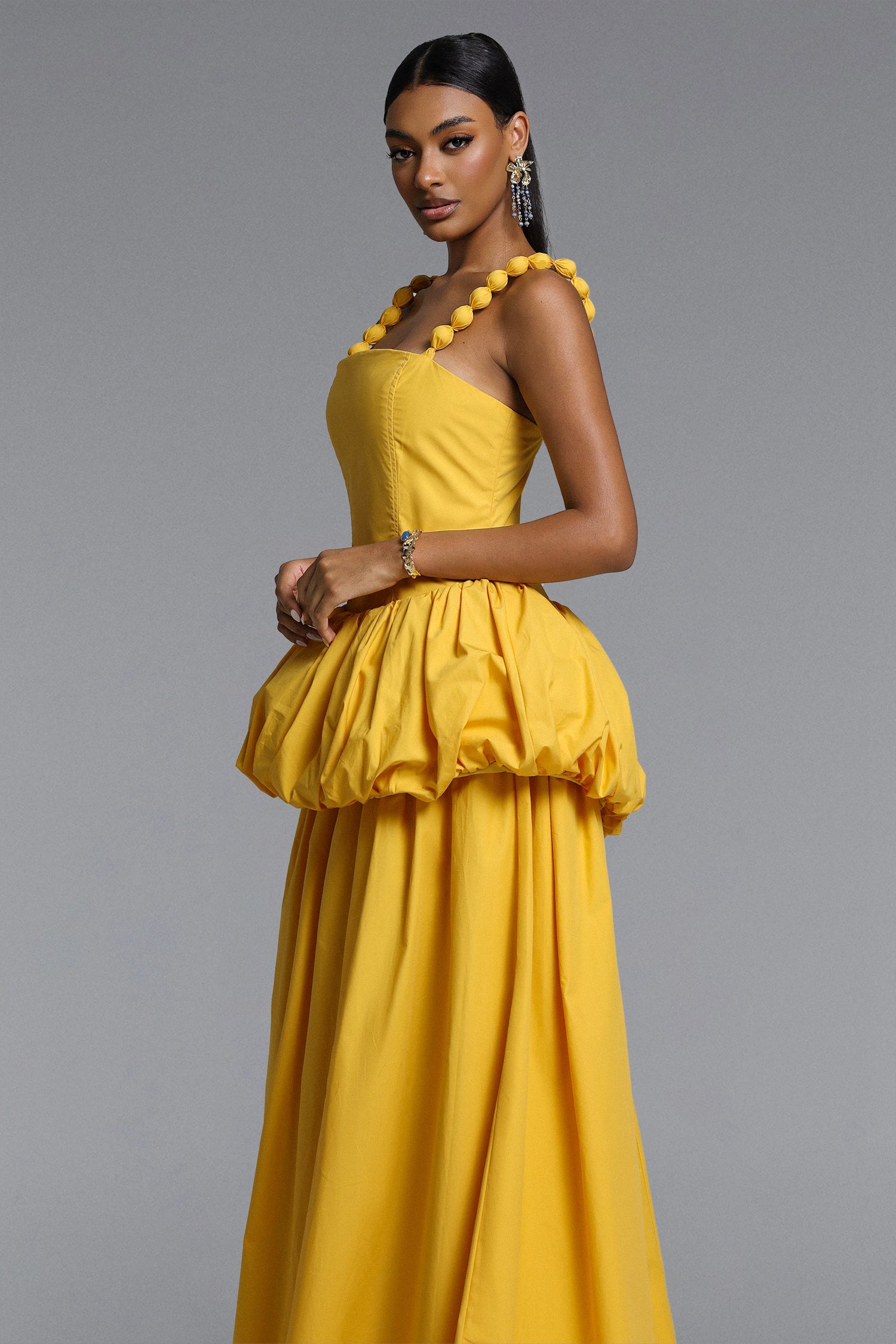 Sierra Classic Tailored Square Neck Puff Maxi Dress D260301604