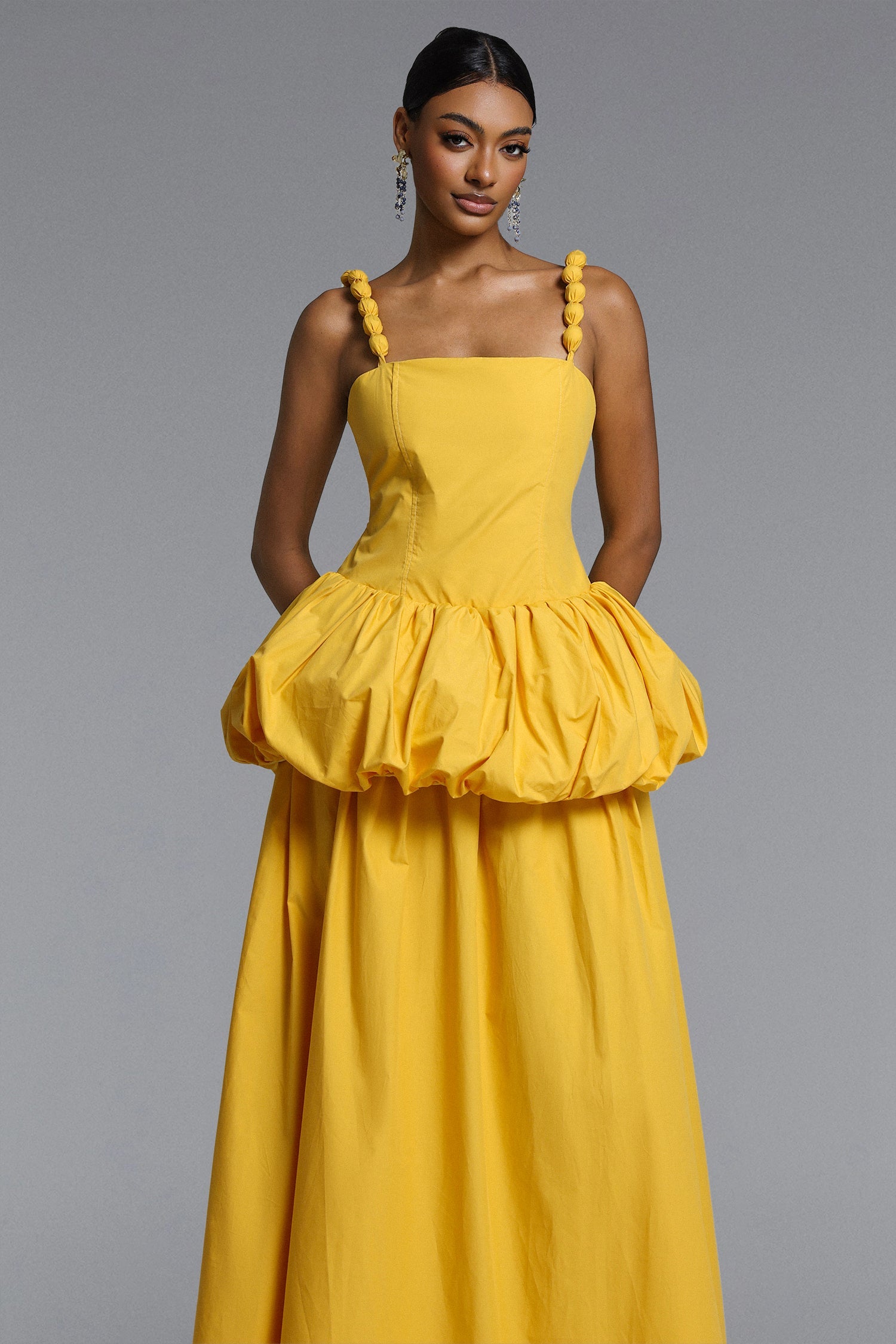Sierra Classic Tailored Square Neck Puff Maxi Dress D260301604