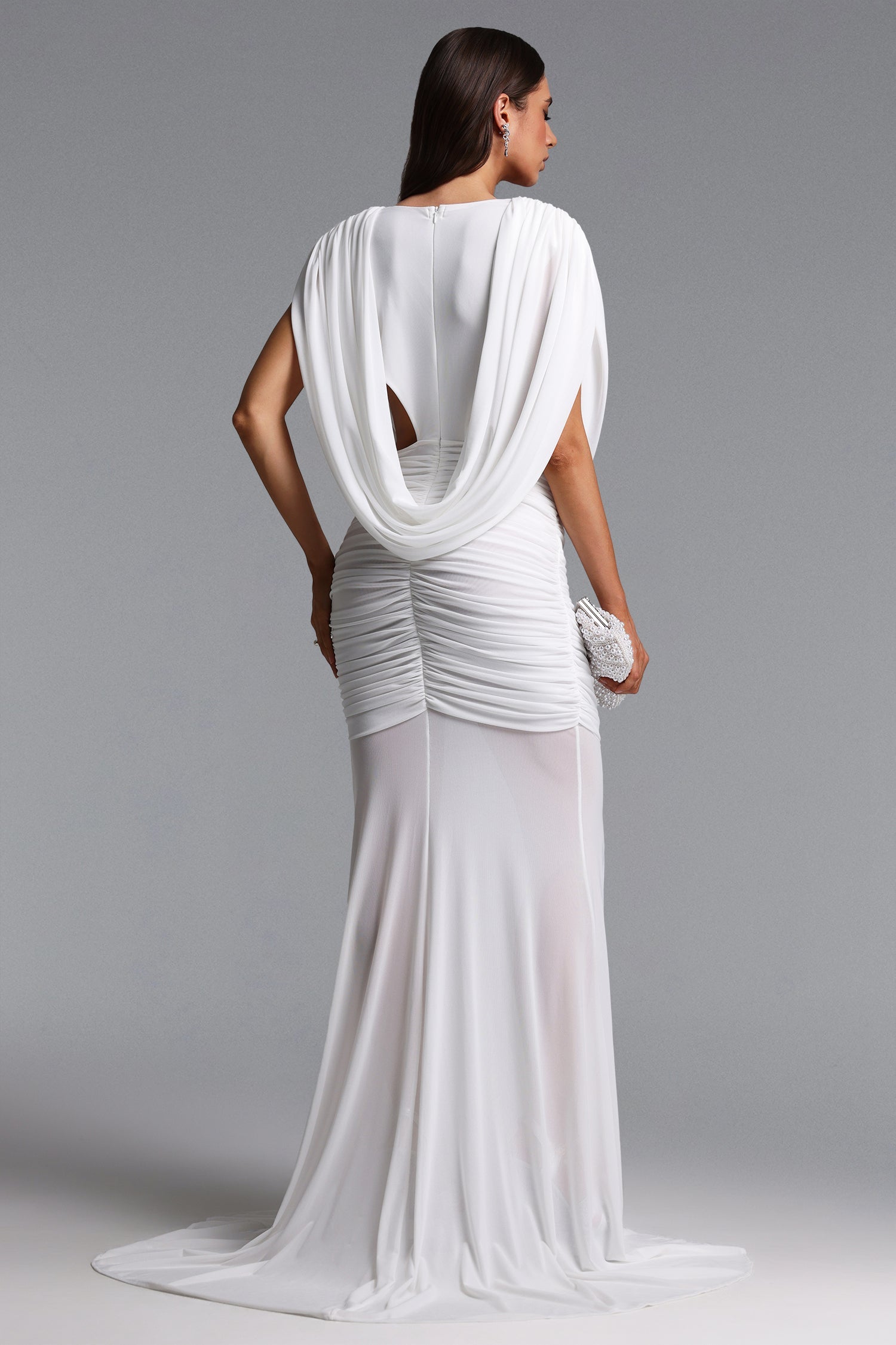 Glenda Chic Contour Ruched Drape Knit Maxi Dress D260401316