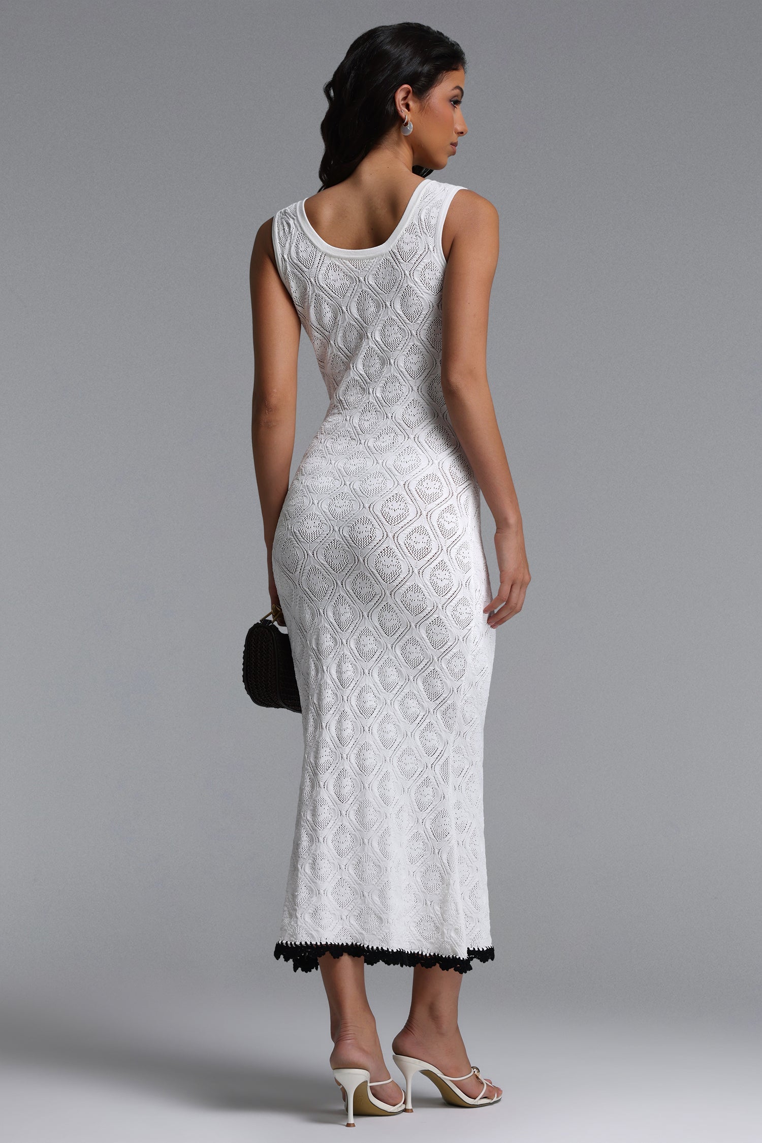 Etta Elegant Contour Sleeveless Knit White Maxi Dress C260300096