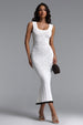 Etta Elegant Contour Sleeveless Knit White Maxi Dress by Bella Barnett