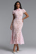 Felix Elegant Cinched Short Sleeve Floral Lace Maxi Dress by Bella Barnett