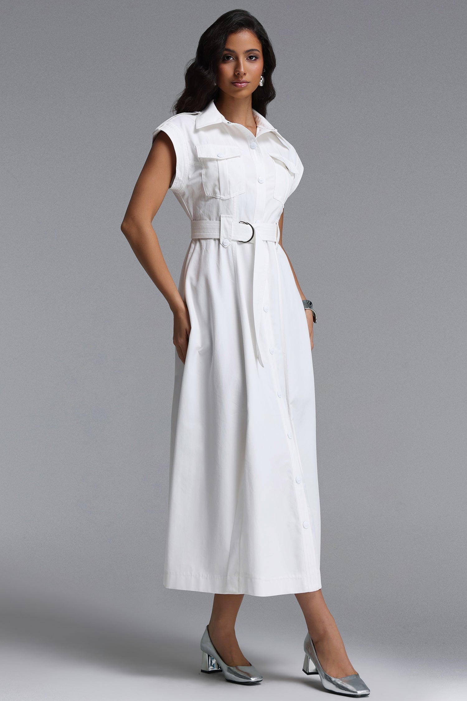 Siayh Elegant Tailored Sleeveless Woven Maxi Dress C260400057