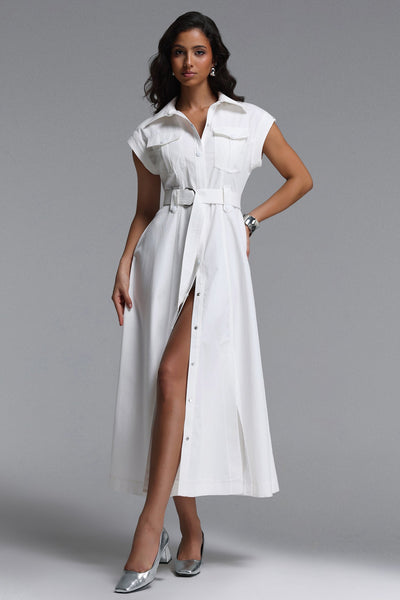 White - Siayh Elegant Tailored Sleeveless Woven Maxi Dress by Bella Barnett