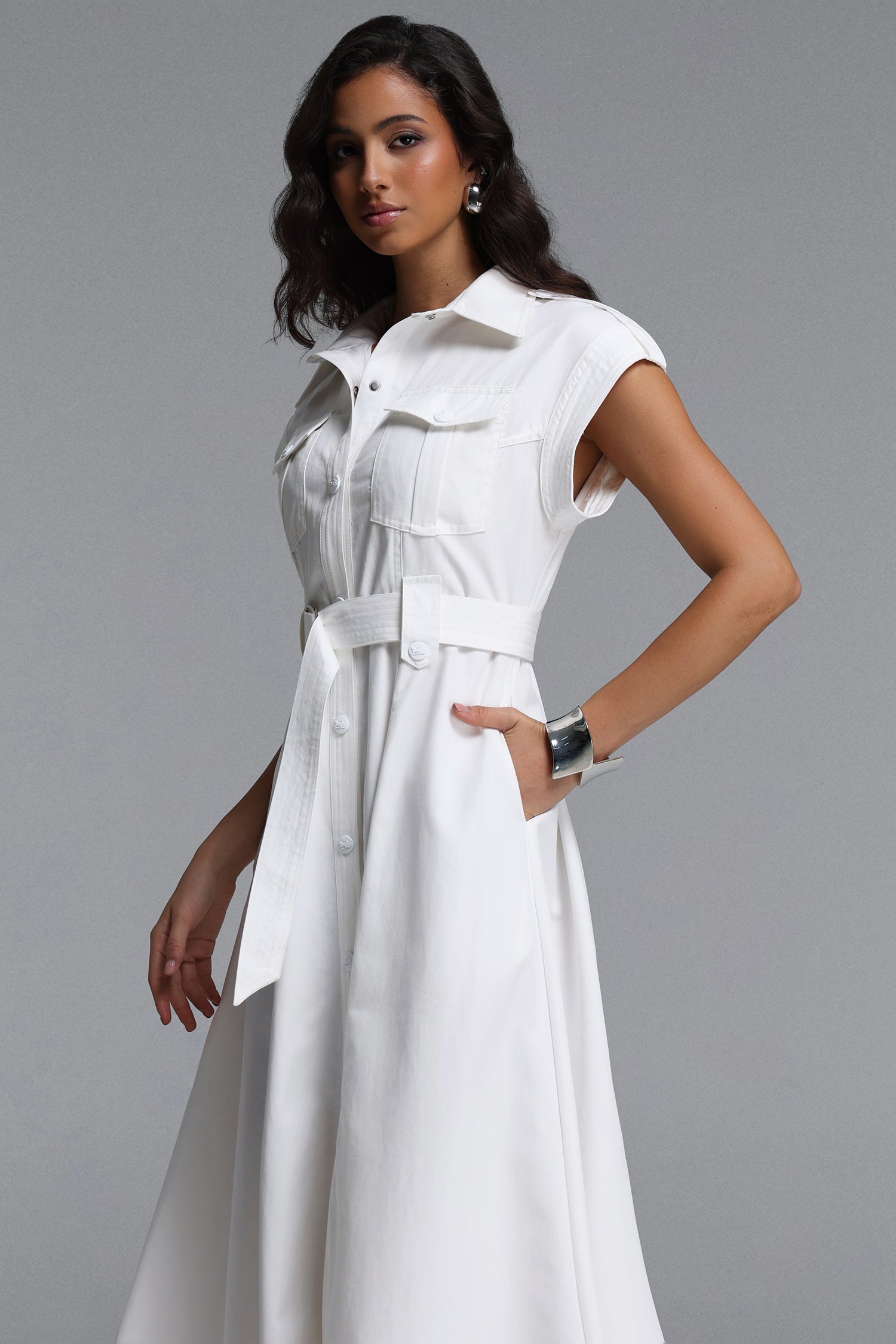 Siayh Elegant Tailored Sleeveless Woven Maxi Dress C260400057