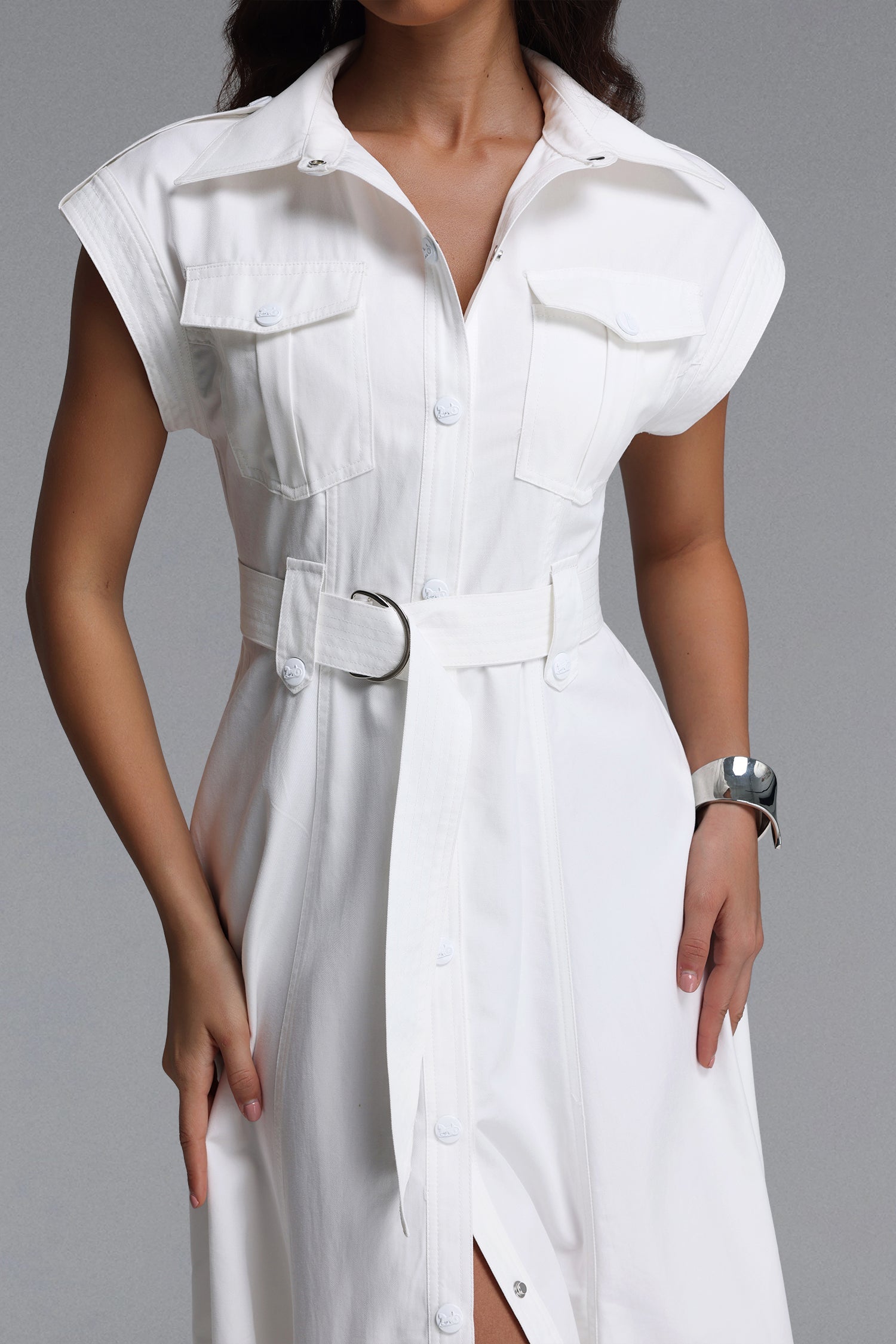 Siayh Elegant Tailored Sleeveless Woven Maxi Dress C260400057