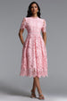 Valema Resort Flowy Short Sleeve Floral Lace Midi Dress by Bella Barnett