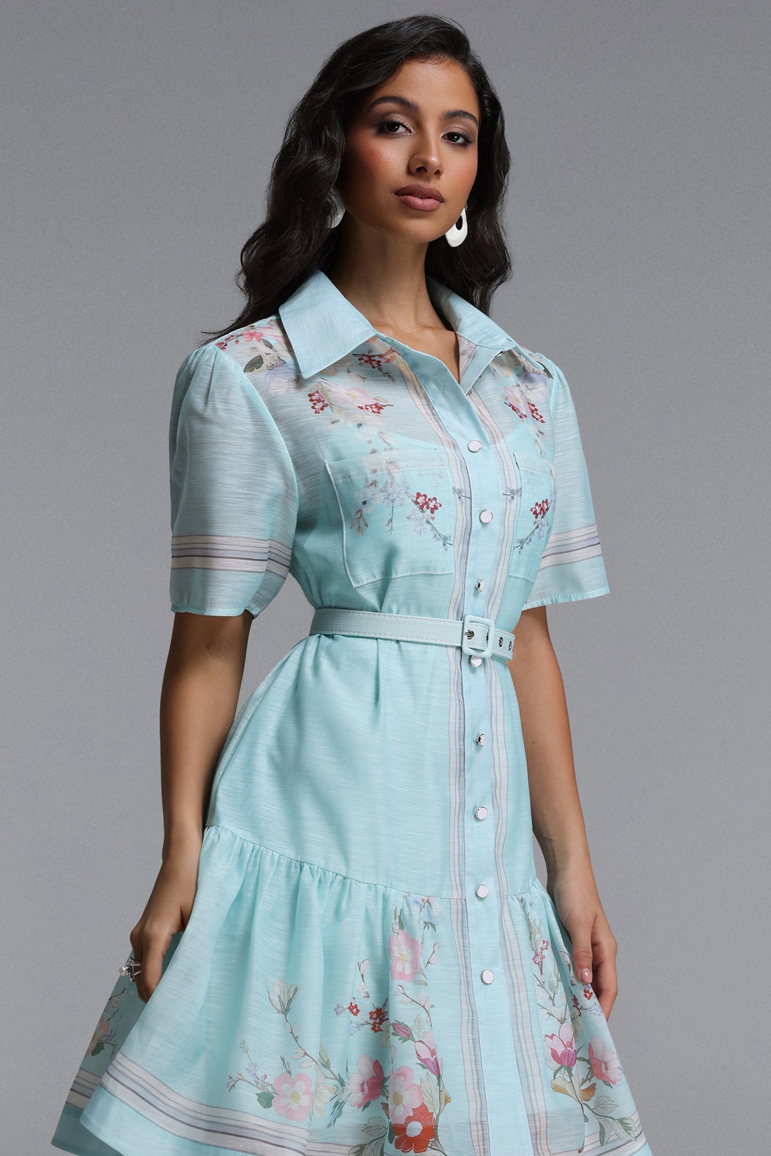 Nikuna Resort Flowy Short Sleeve Floral Print Woven Mini Dress C260400082