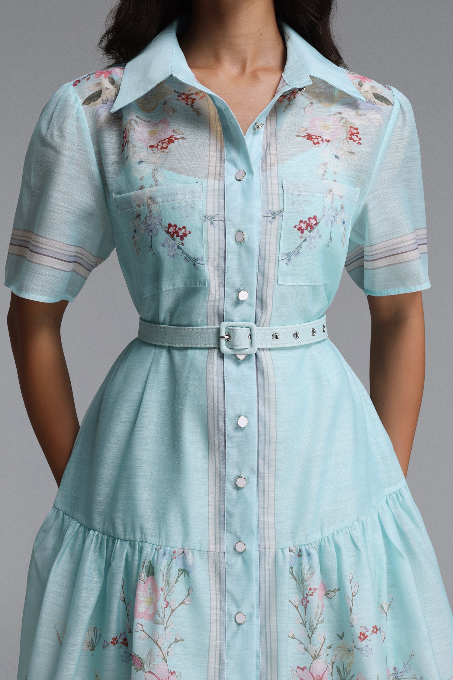 Nikuna Resort Flowy Short Sleeve Floral Print Woven Mini Dress C260400082