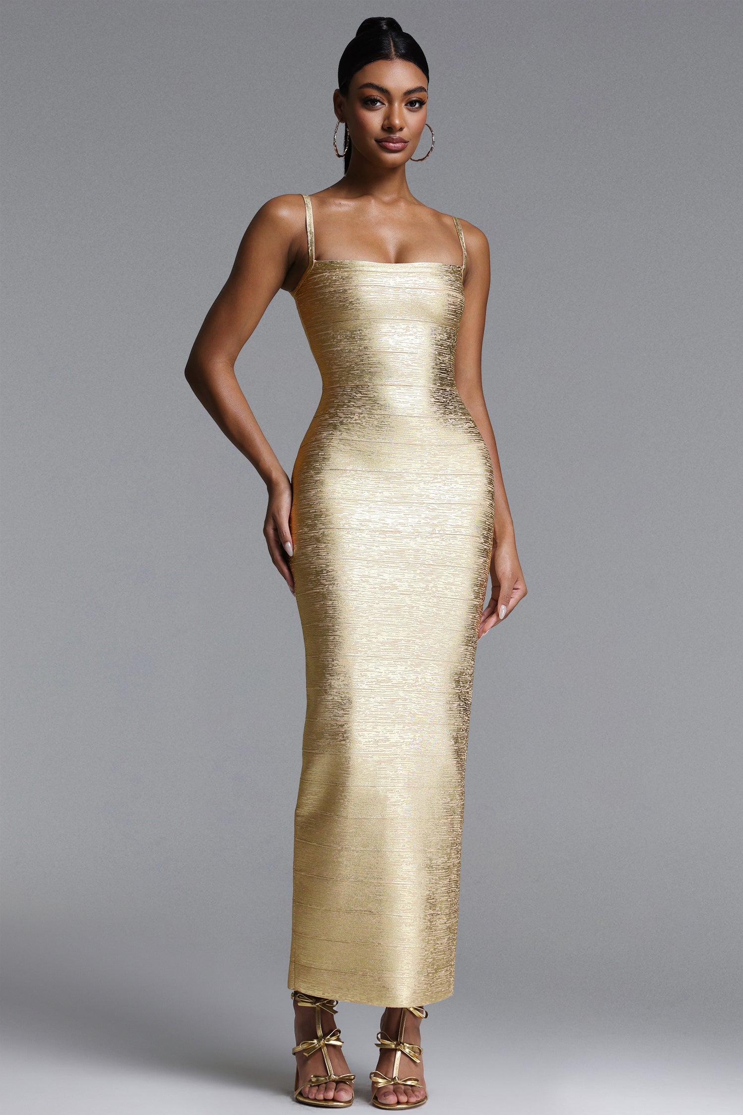 Lionce Classic Contour Metallic Bandage Maxi Dress D260401430