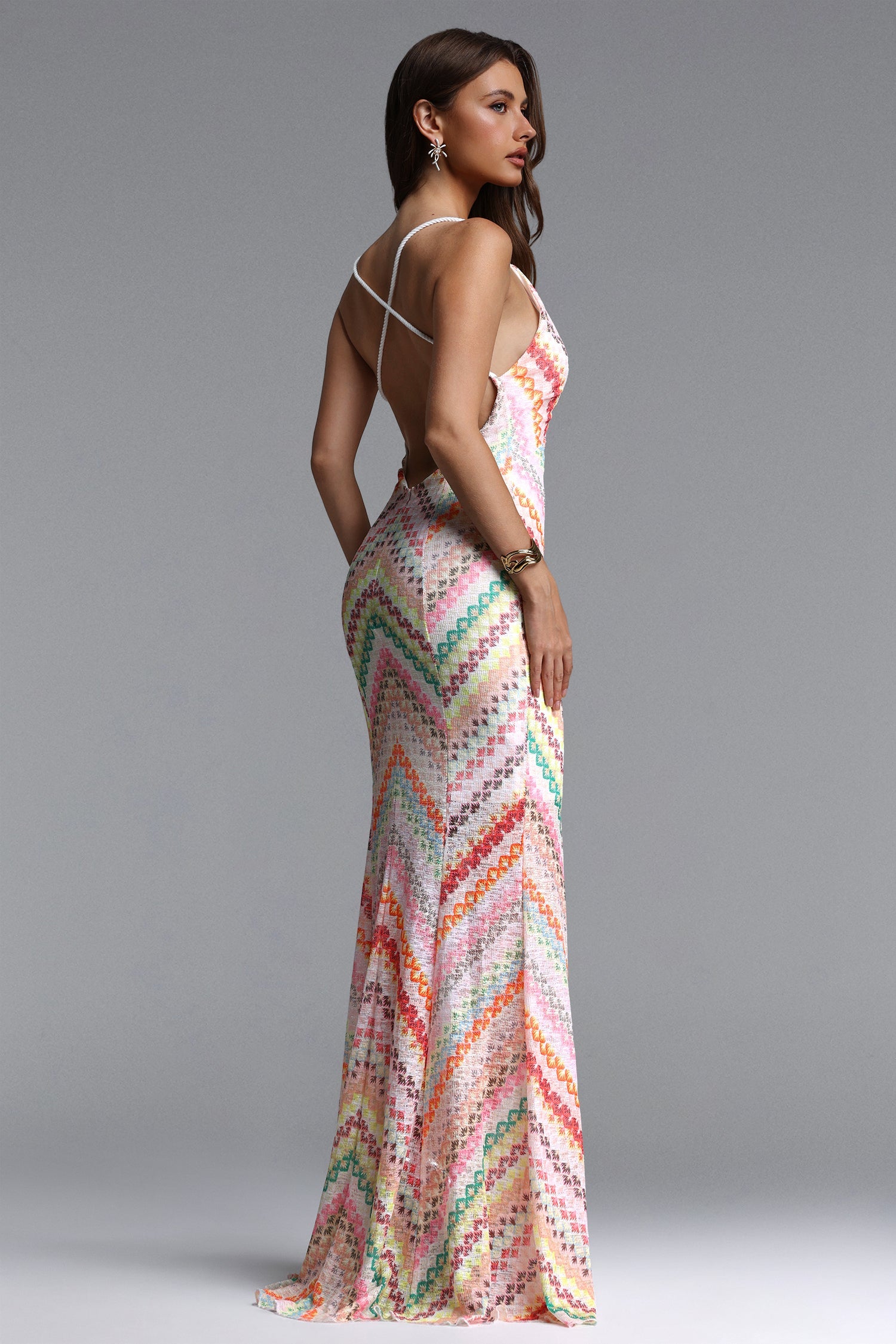 Salama Resort Contour V Neck Sleeveless Print Woven Maxi Dress C260400020