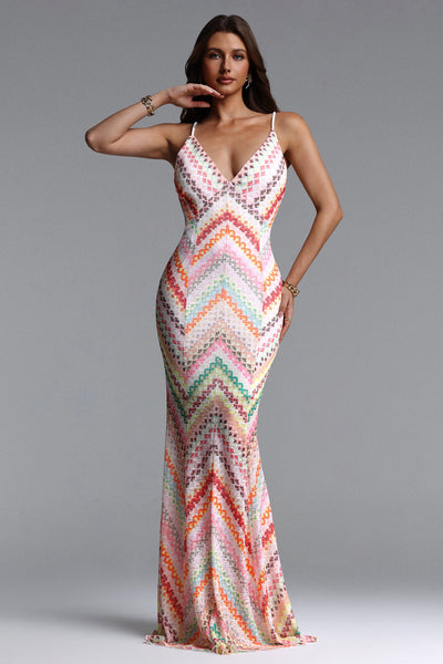 Orange - Salama Resort Contour V Neck Sleeveless Print Woven Maxi Dress by Bella Barnett