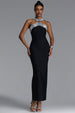 Riza Chic Contour Halter Rhinestone Bandage Maxi Dress by Bella Barnett