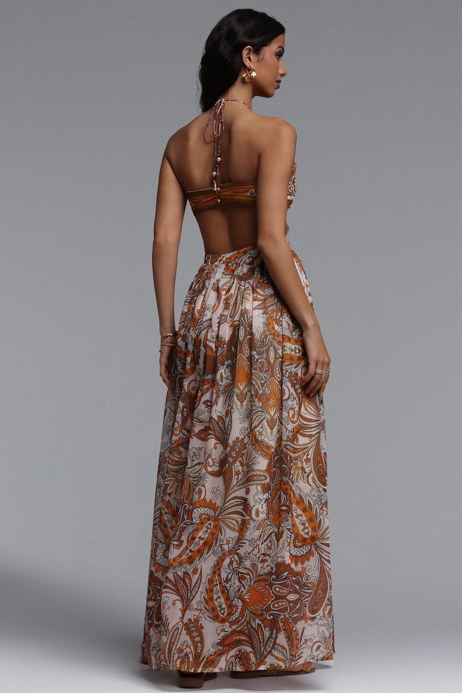 Polasa Resort Flowy Sleeveless Floral Print Chiffon Maxi Dress C260500004