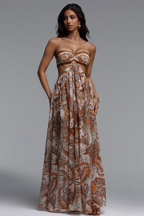 Polasa Resort Flowy Sleeveless Floral Print Chiffon Maxi Dress by Bella Barnett