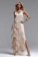 Alex Classic Contour V Neck Layered Fringe Bandage Maxi Dress by Bella Barnett