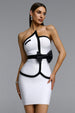 Erica Classic Slim Color Block White Bandage Crop Top And Mini Skirt Two-Piece Set by Bella Barnett