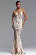 Gemma Chic Contour V Neck Sequin Stripe Maxi Dress by Bella Barnett