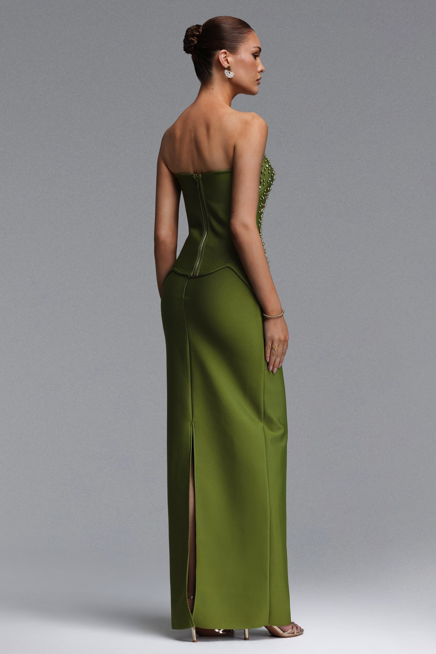 Yette Chic Contour Strapless Beaded Bandage Maxi Top And Skirt Set D260501502
