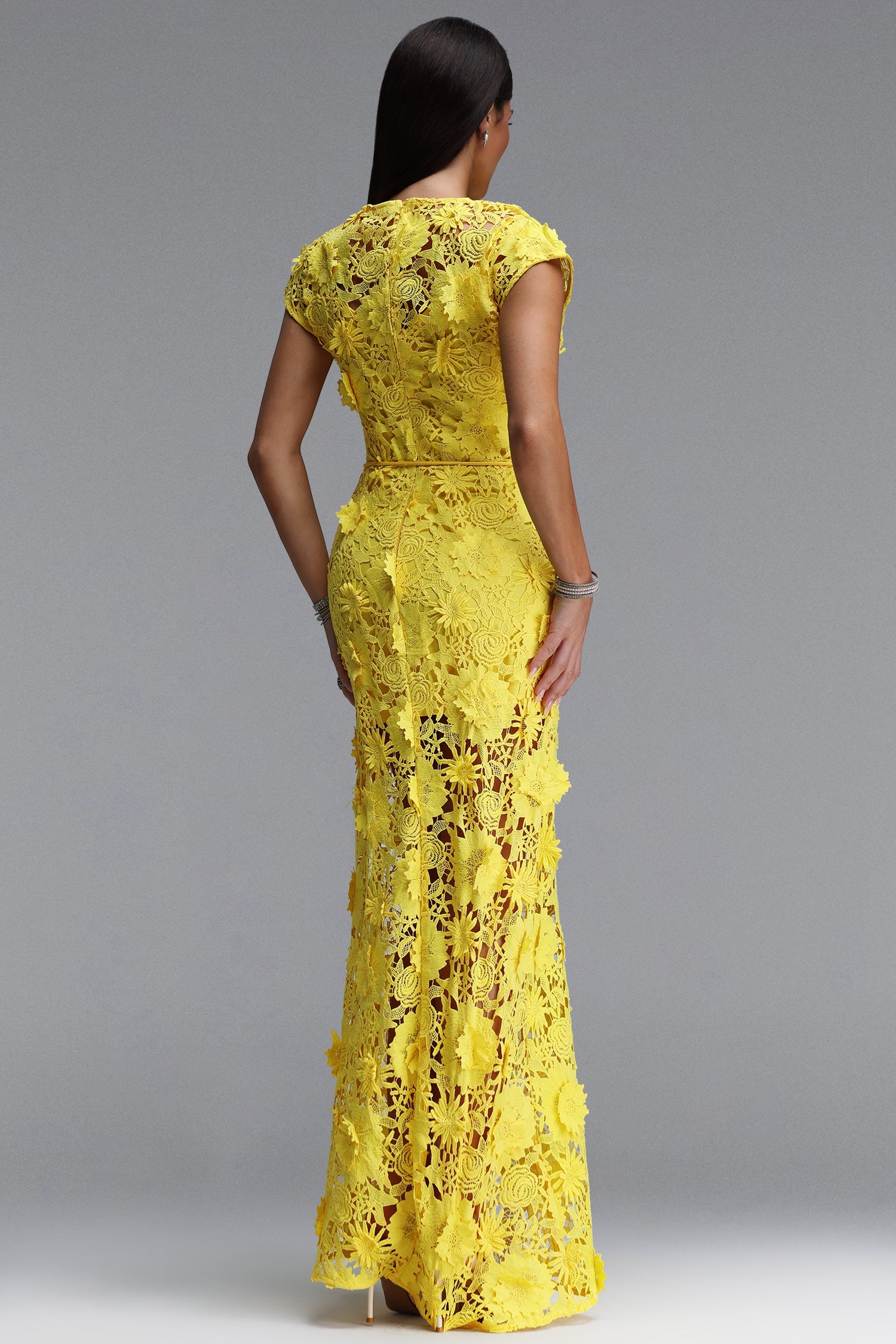 Martha Resort Flowy Short Sleeve Floral Lace Maxi Dress C260500089