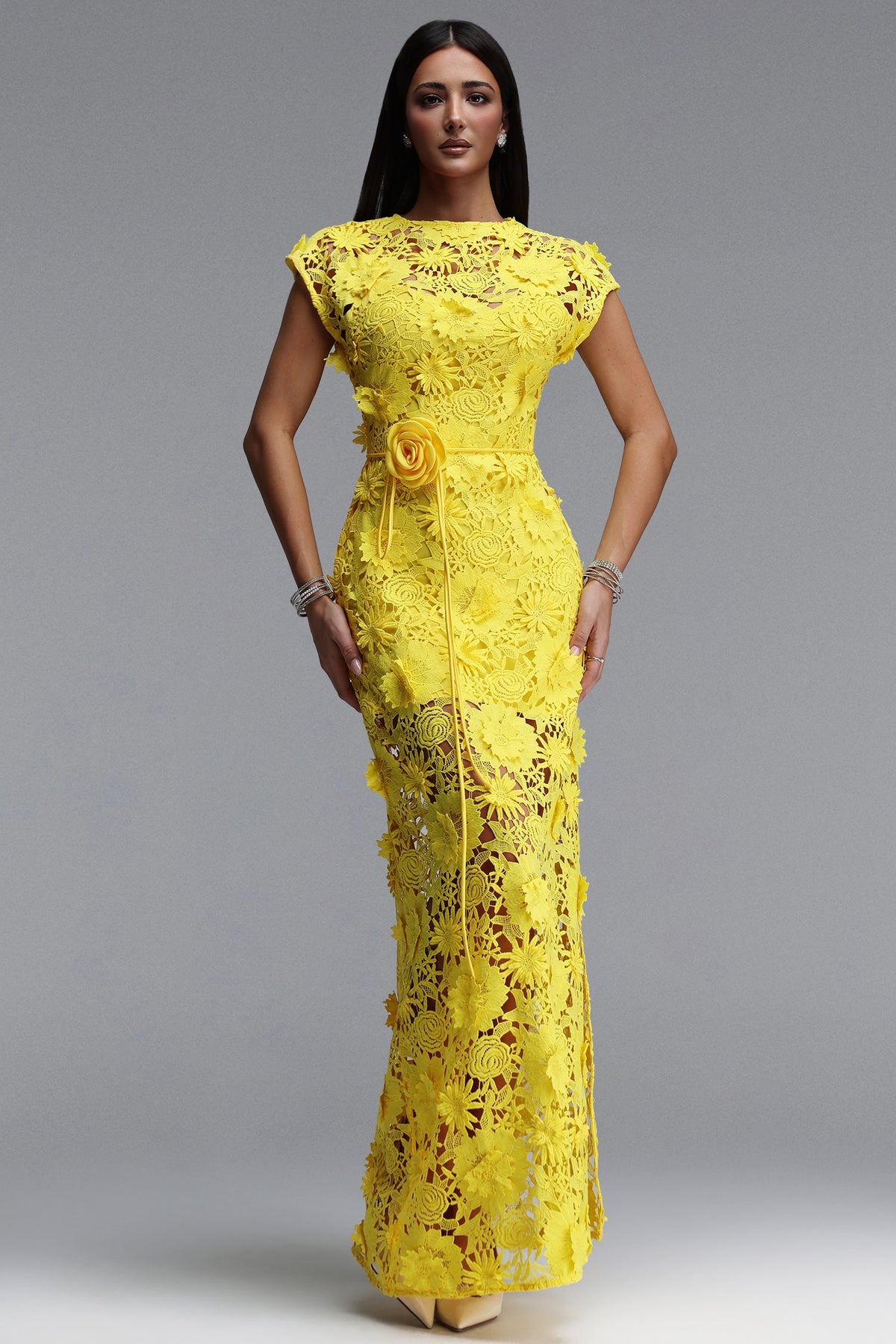 Martha Resort Flowy Short Sleeve Floral Lace Maxi Dress C260500089