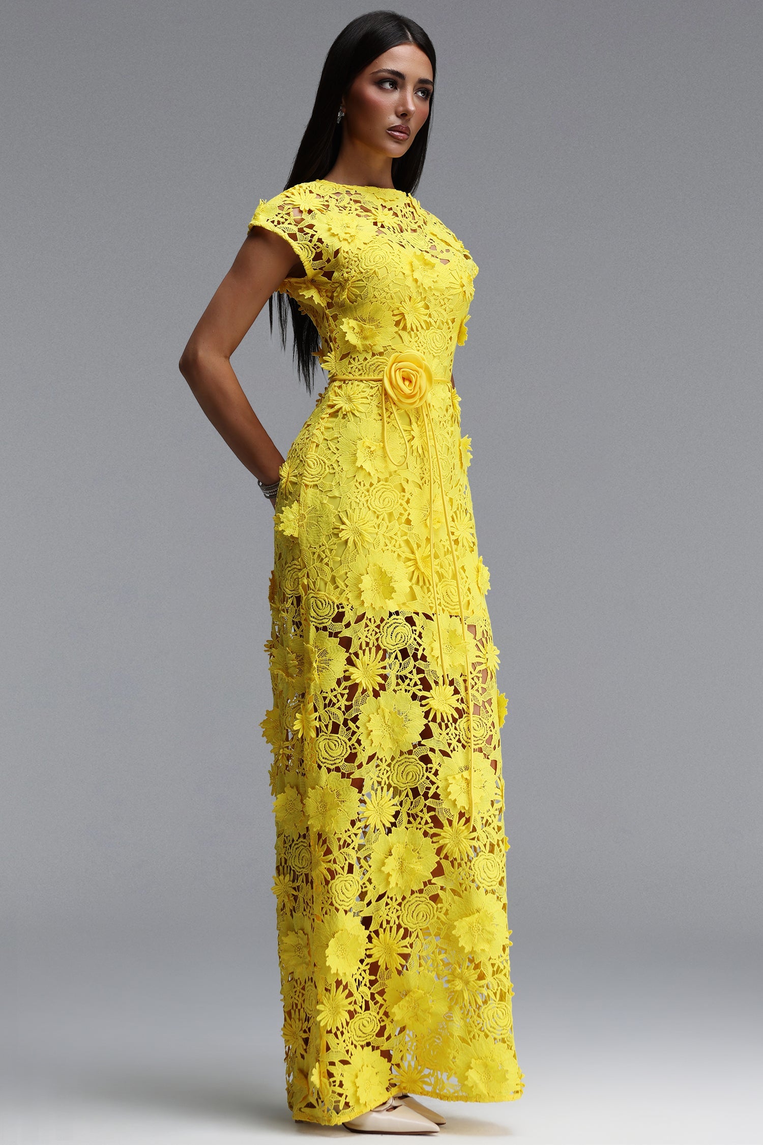 Martha Resort Flowy Short Sleeve Floral Lace Maxi Dress C260500089