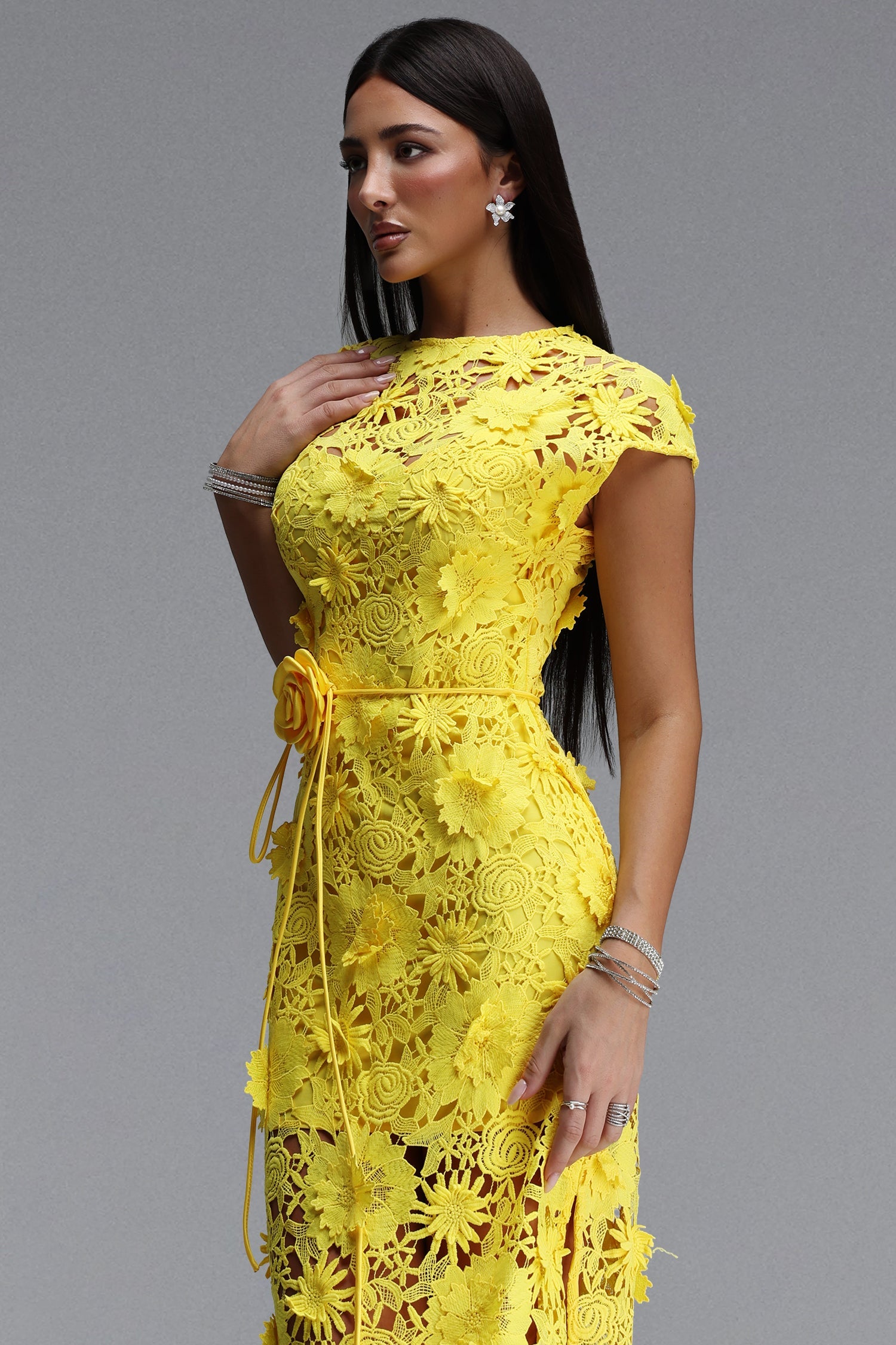 Martha Resort Flowy Short Sleeve Floral Lace Maxi Dress C260500089
